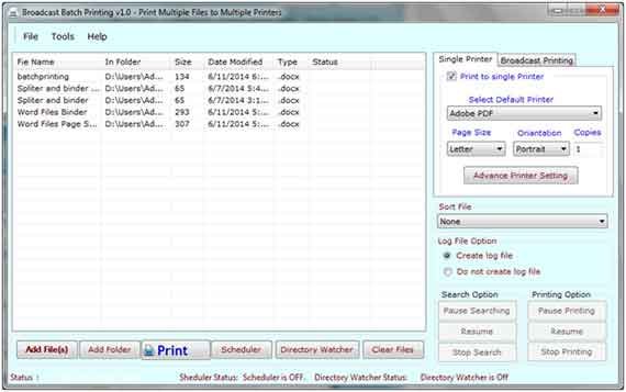 Broadcast printing tool, Batch PDF file printing, print multiple files, Broadcast printing pdf, batch printing, printing software, batch printing software