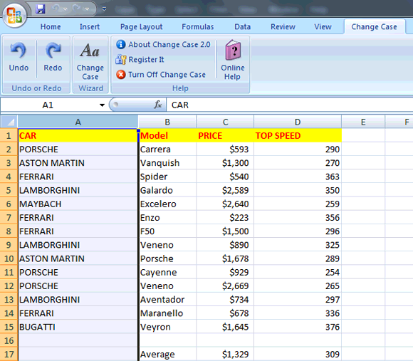 Excel Change Case