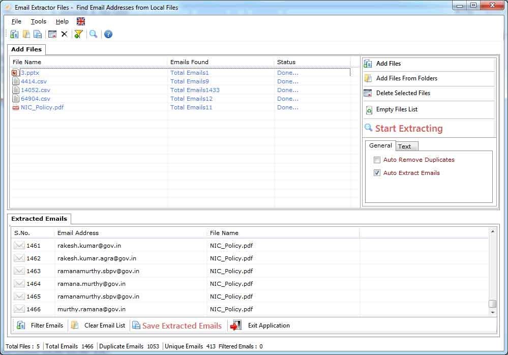 Files Email Extractor software