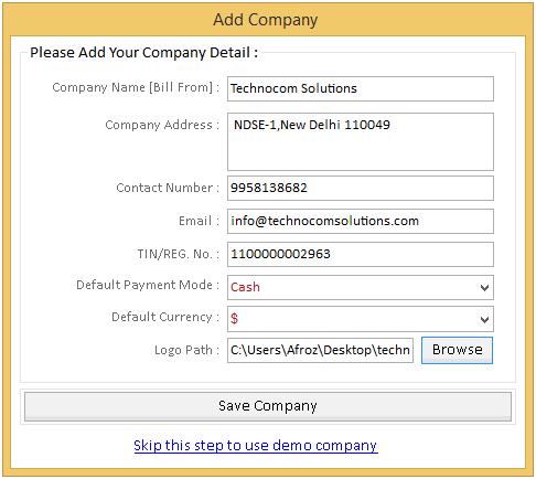 Gujarati Excel Invoice Software