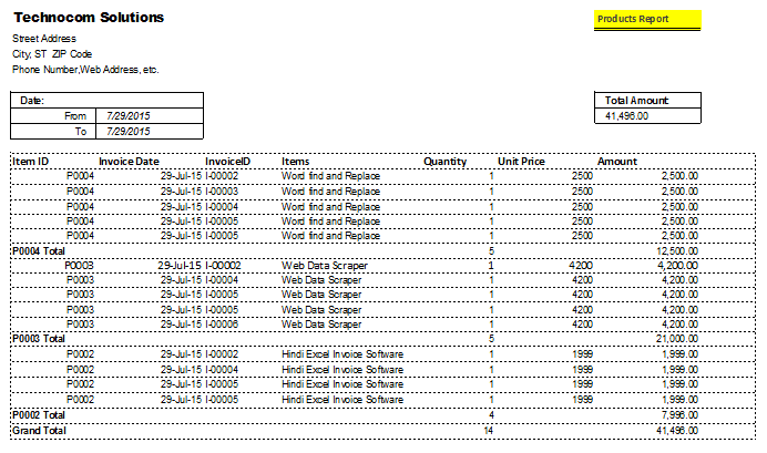 Gujarati Excel Invoice Software