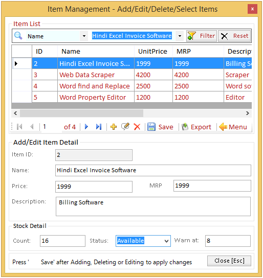 Marathi Excel Invoice Software