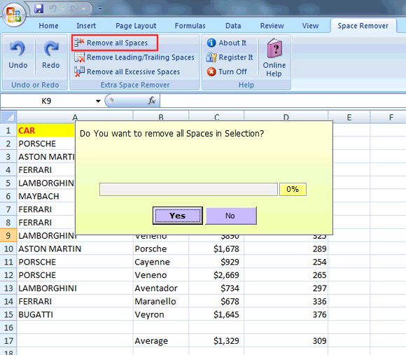 Excel Space Remover screenshot